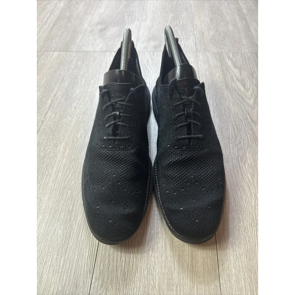 COLE HAAN 11 M Shoes Original‎ Grand Stitchlite Black Wingtip Oxfords Dress Knit
